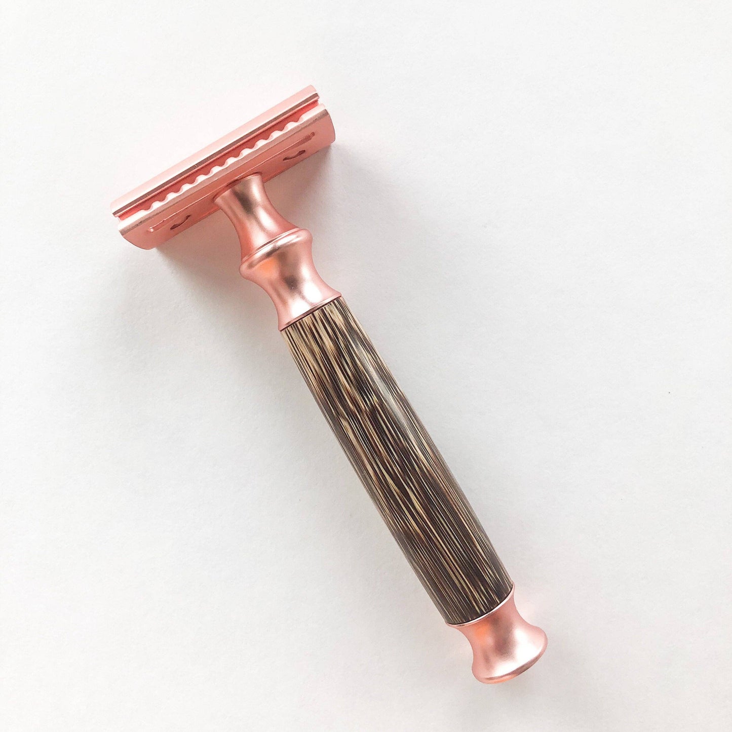 Bamboo Safety Razor - Rose Gold with Straight Handle