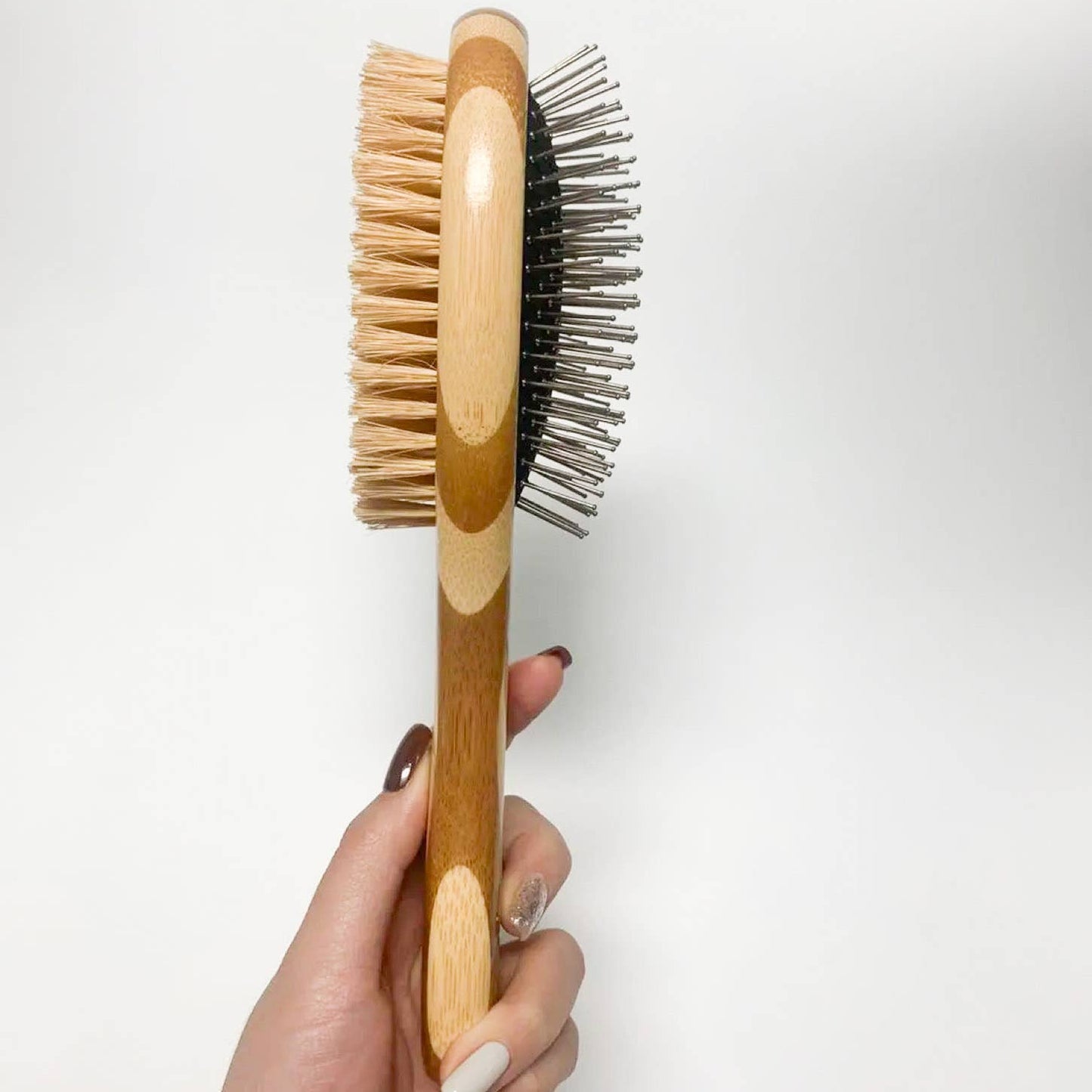 Bamboo Pet Brush - Double-Sided - Plastic Free Bristles