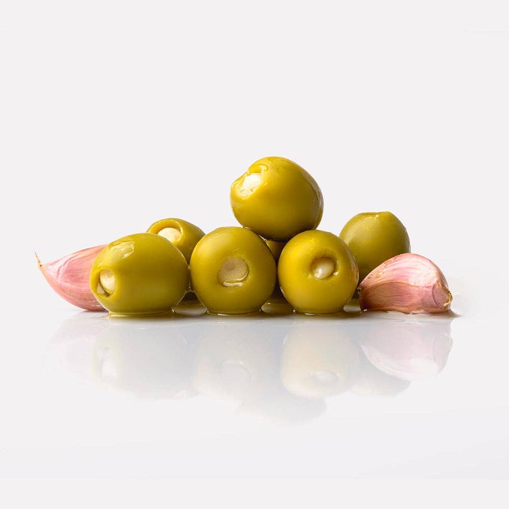 Gordal Olives from Seville Stuffed with Garlic - Triana Olivas