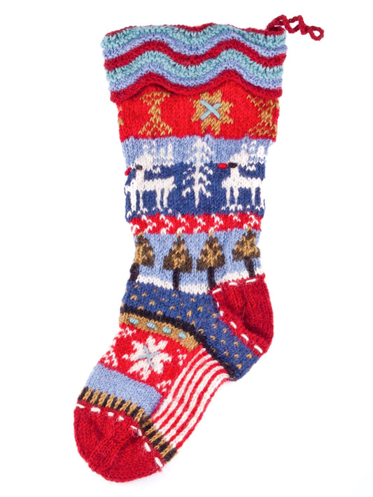 Knitted Wool Christmas Stocking - Dalarna