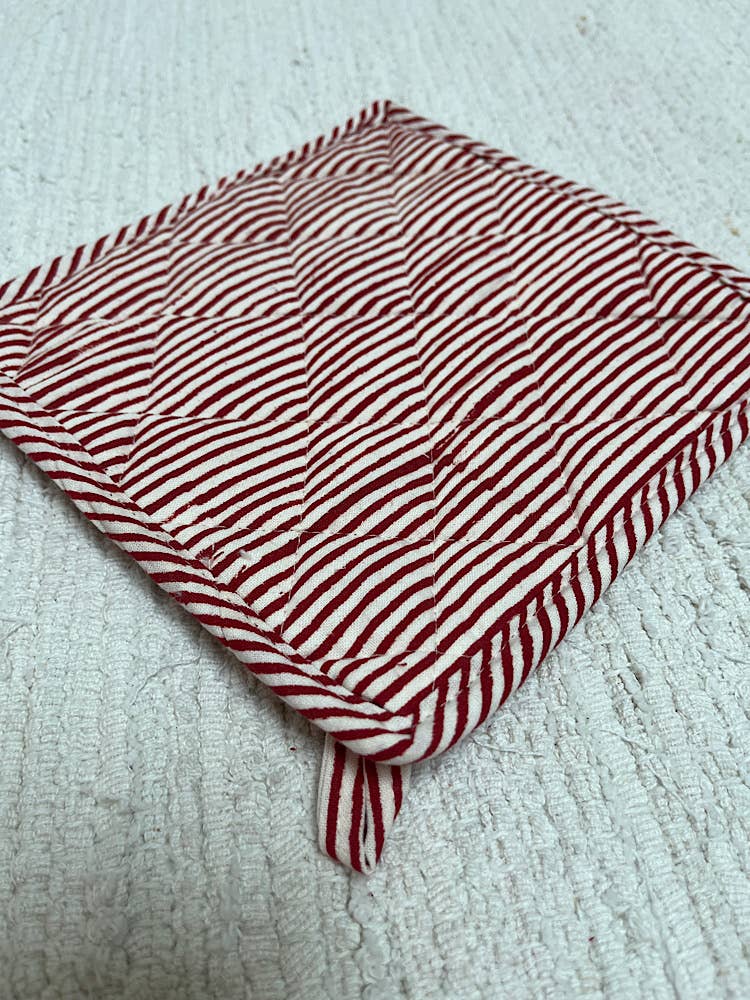 Oven Potholder Striped Red