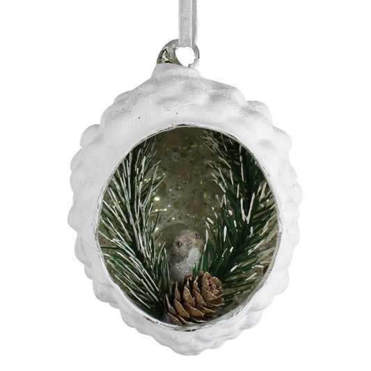 Glass Bird Diorama Ornament