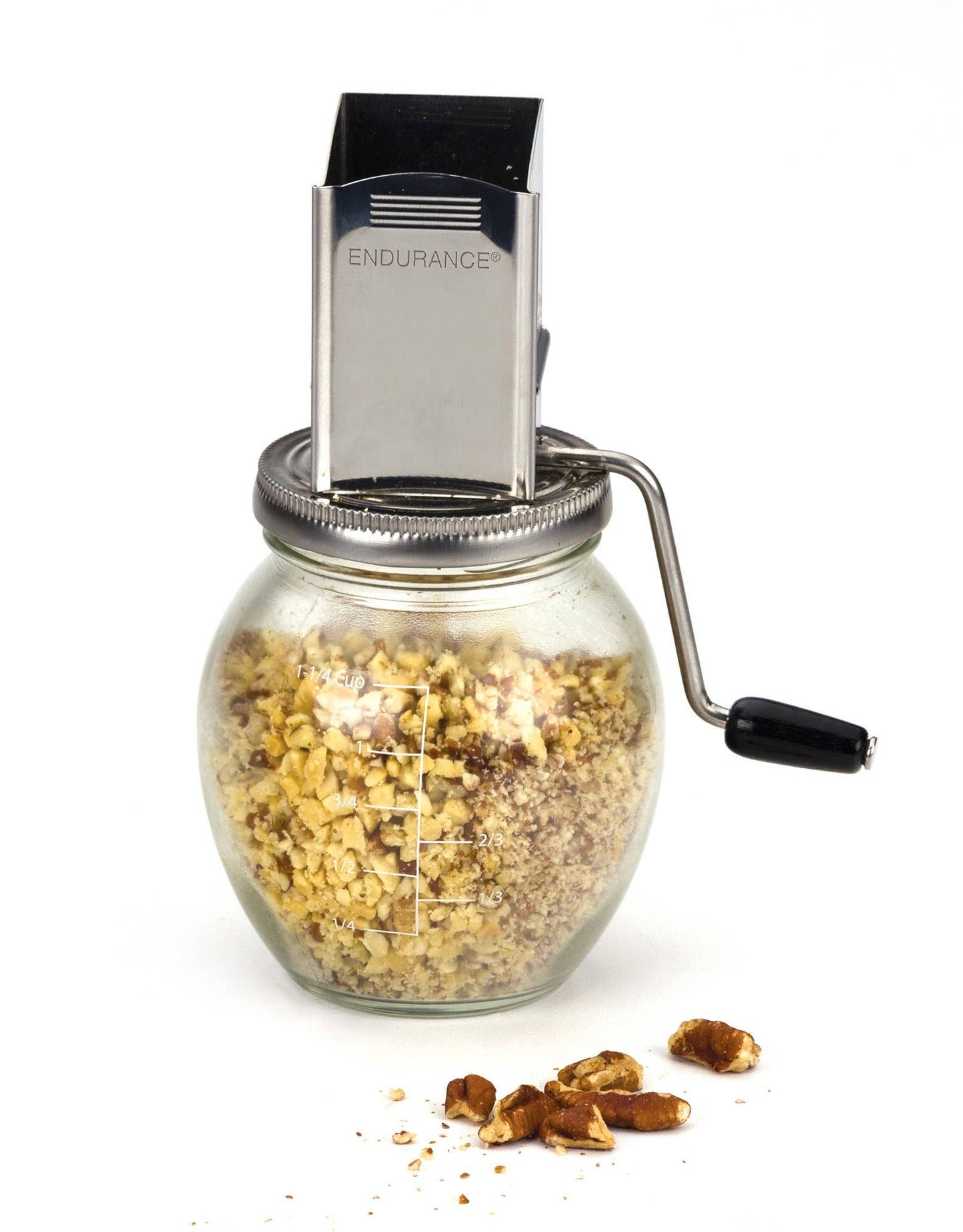 Nut Grinder - Vintage Style - Aluminum, Stainless Steel, and Glass