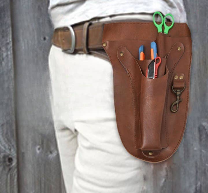 Leather Florist or Gardener Tool Belt - Brown