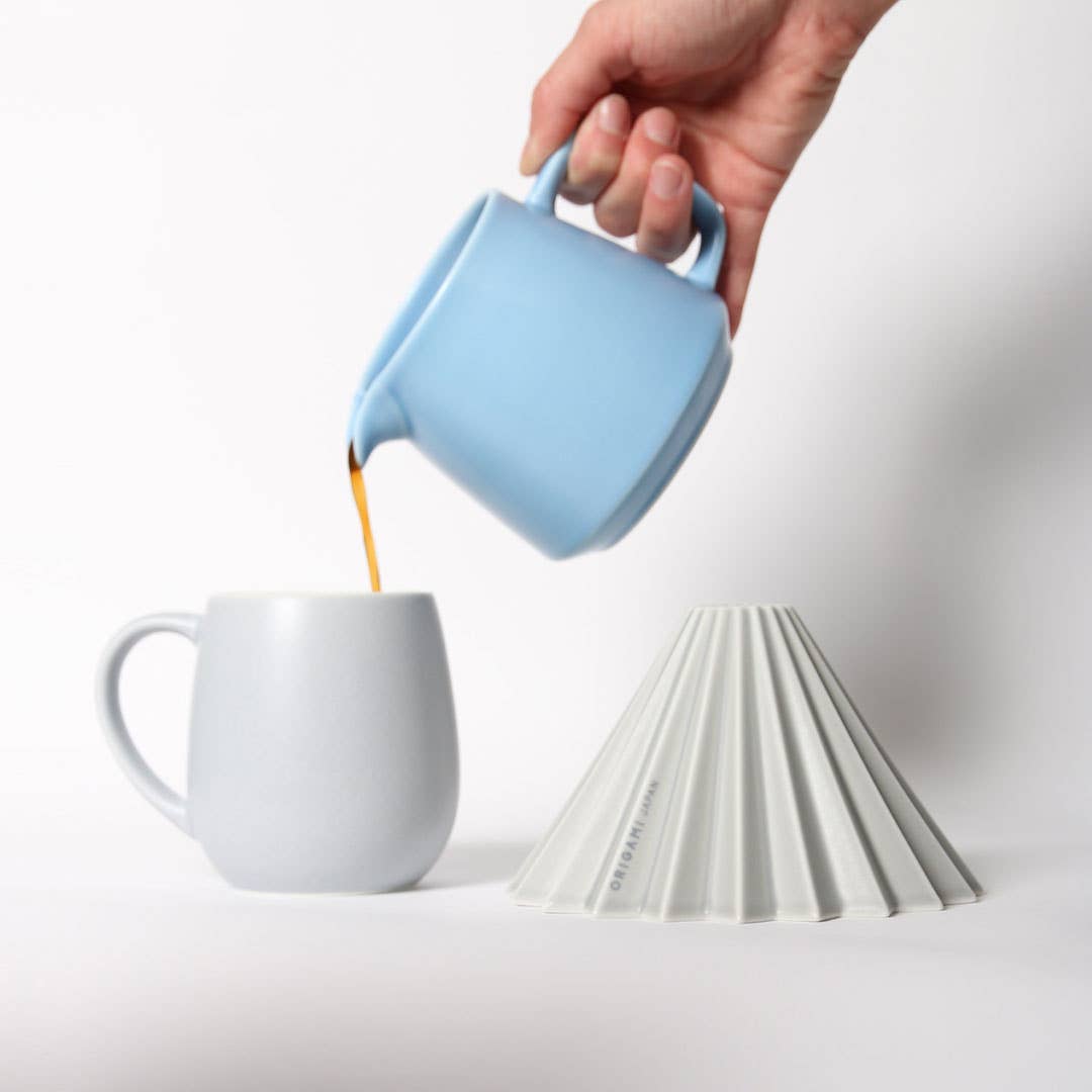 Matte Blue Ceramic Coffee Server  - Japanese Ceramic - Origami