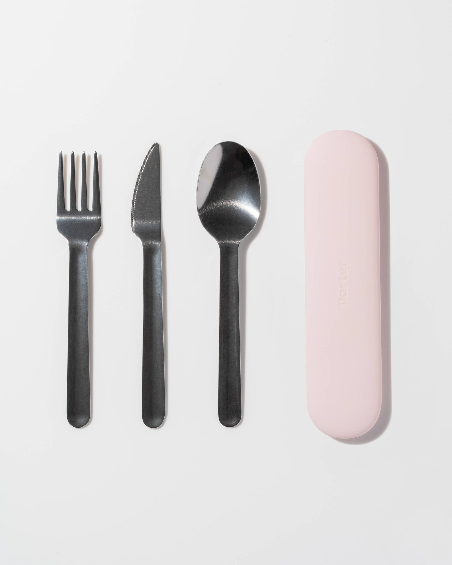 Stainless Steel Utensils Set in Silicone Carry Case - Terrazzo Charcoal