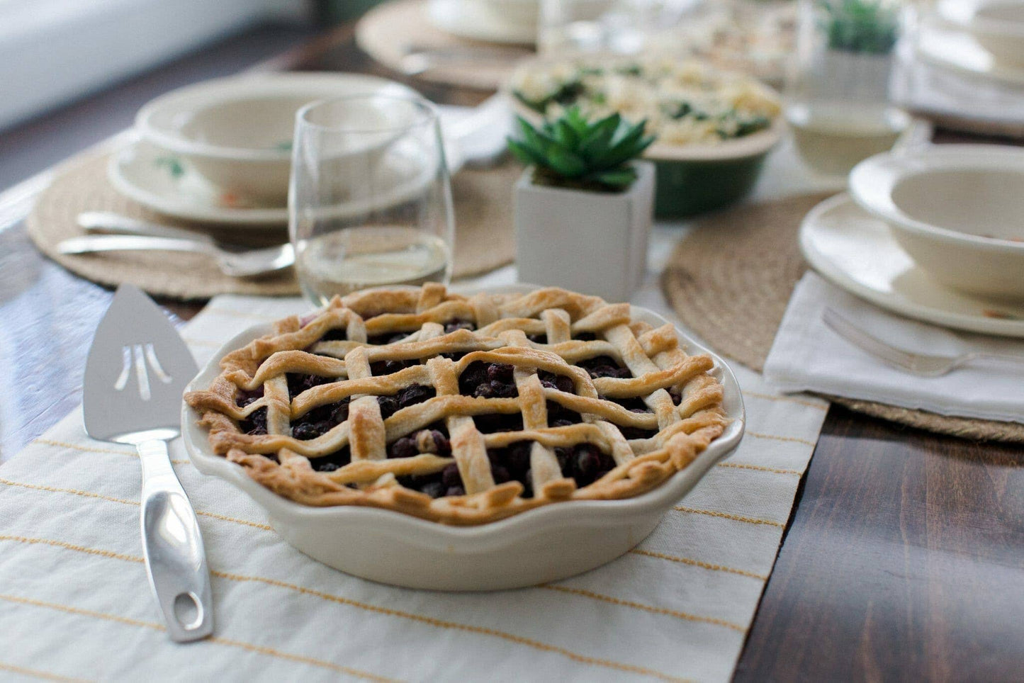 American Blue - Frilly Pie Plate - Handmade Stoneware