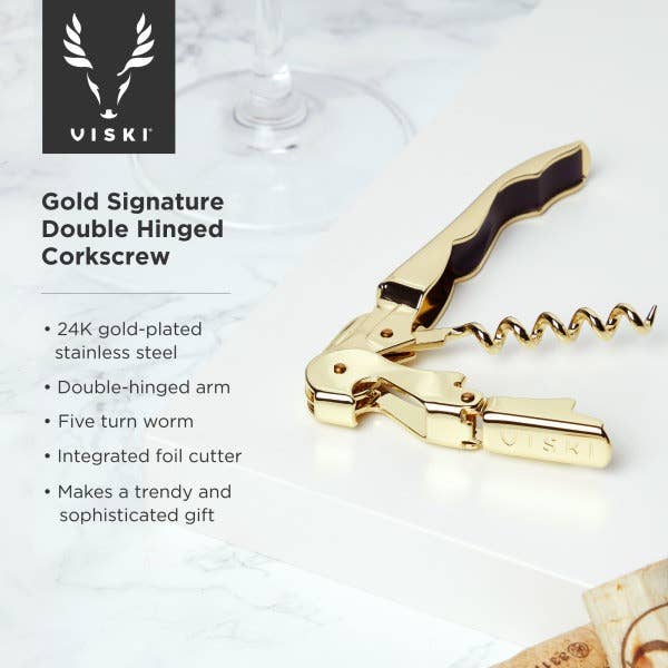 Double Hinged Corkscrew in Gold