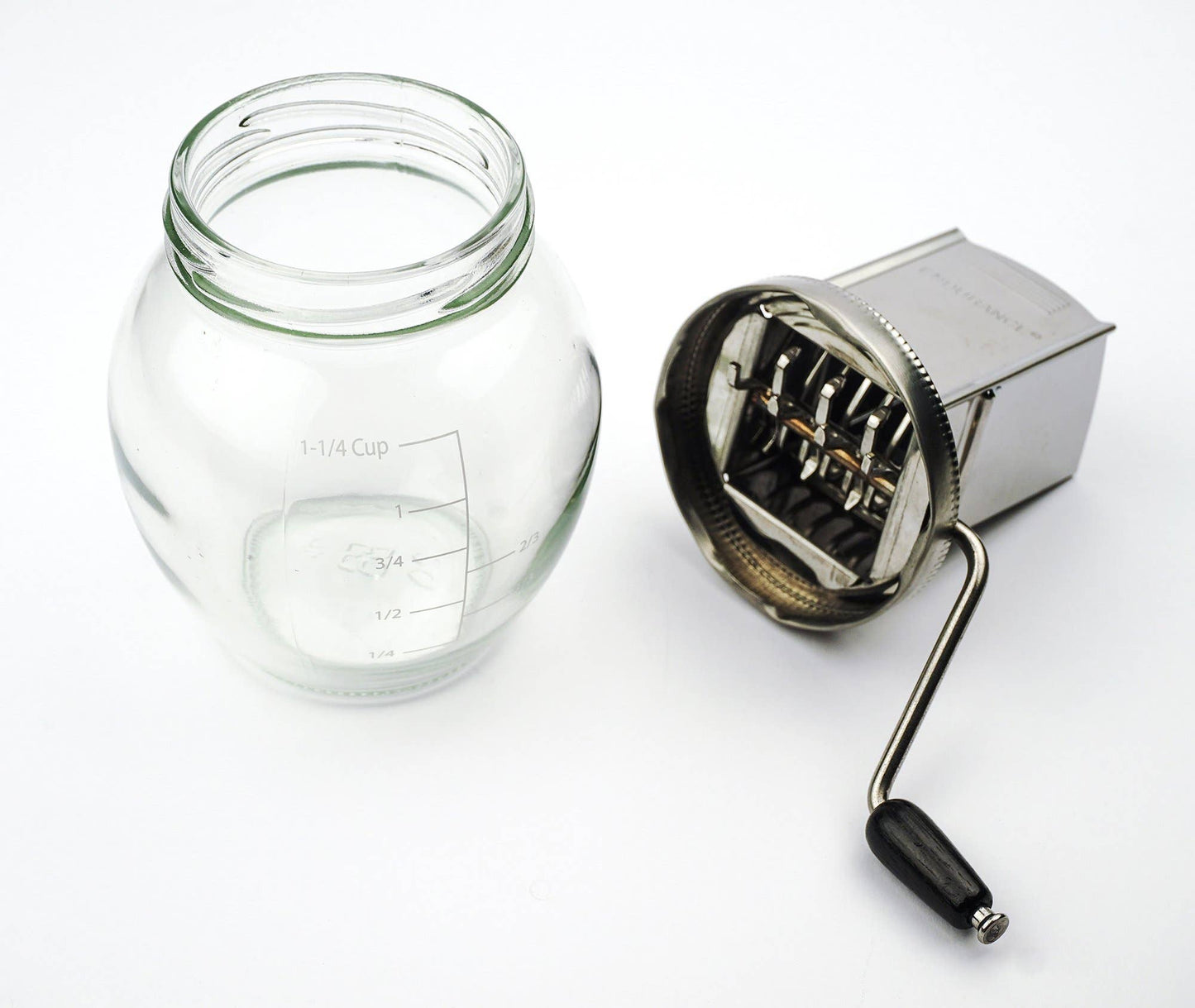 Nut Grinder - Vintage Style - Aluminum, Stainless Steel, and Glass