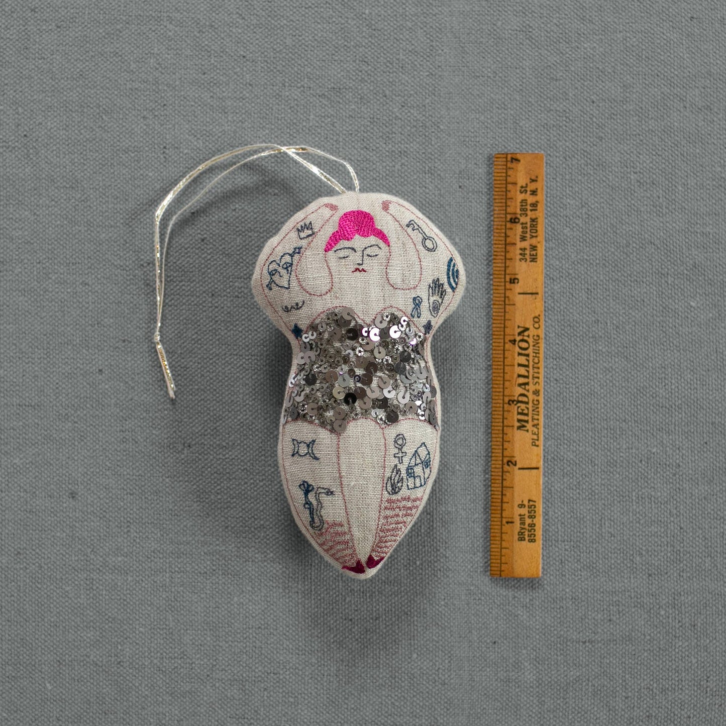 Tattooed Strong Lady - Cotton and Lavender Filled Ornament - Skippy Cotton