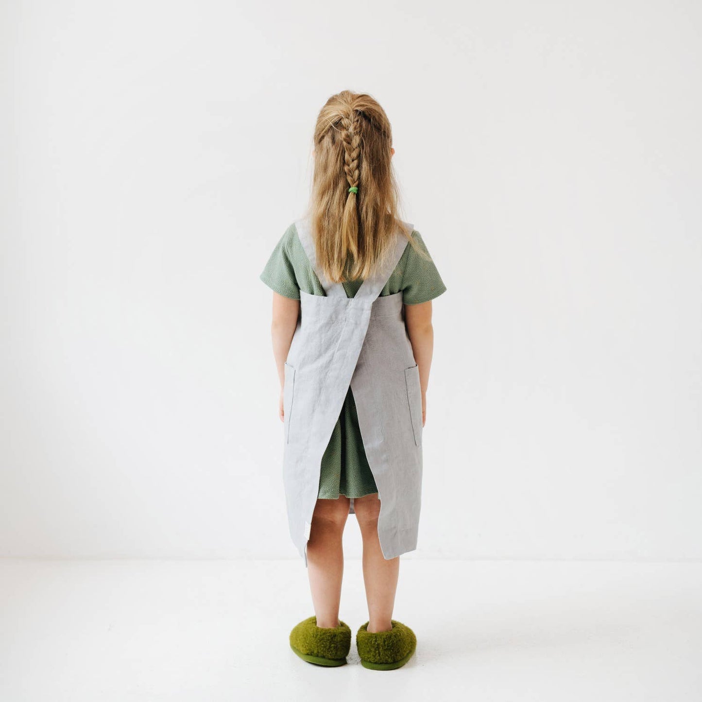 Kids Linen Pinafore Apron - Honey / 3-4 years