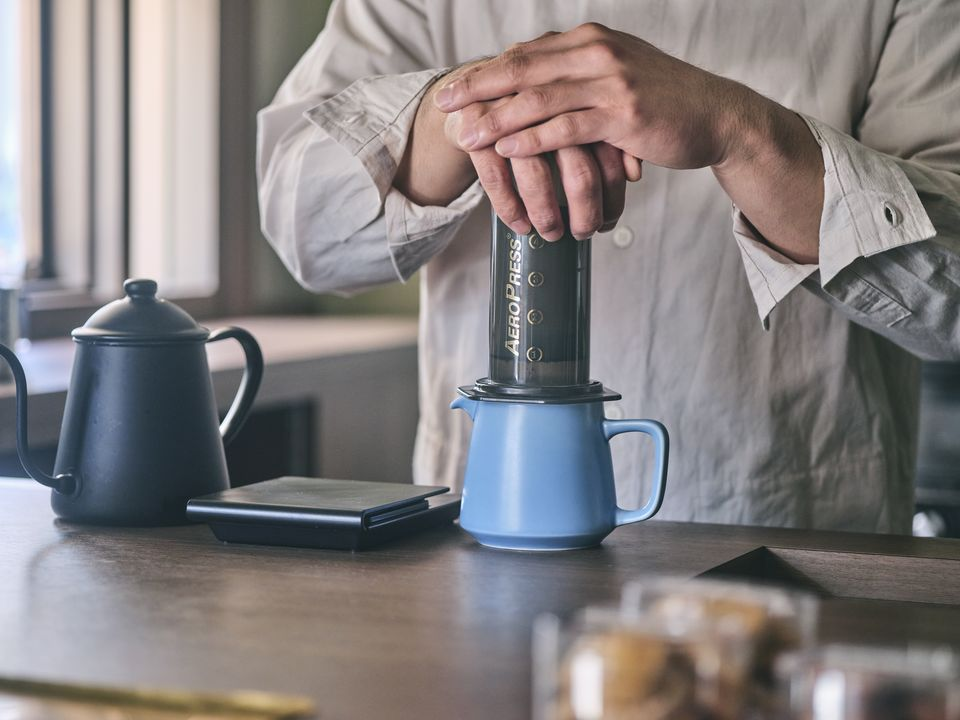 Matte Blue Ceramic Coffee Server  - Japanese Ceramic - Origami