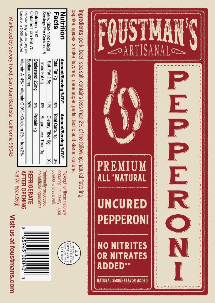 Pepperoni | Foustman's All Natural Uncured Salami 8oz