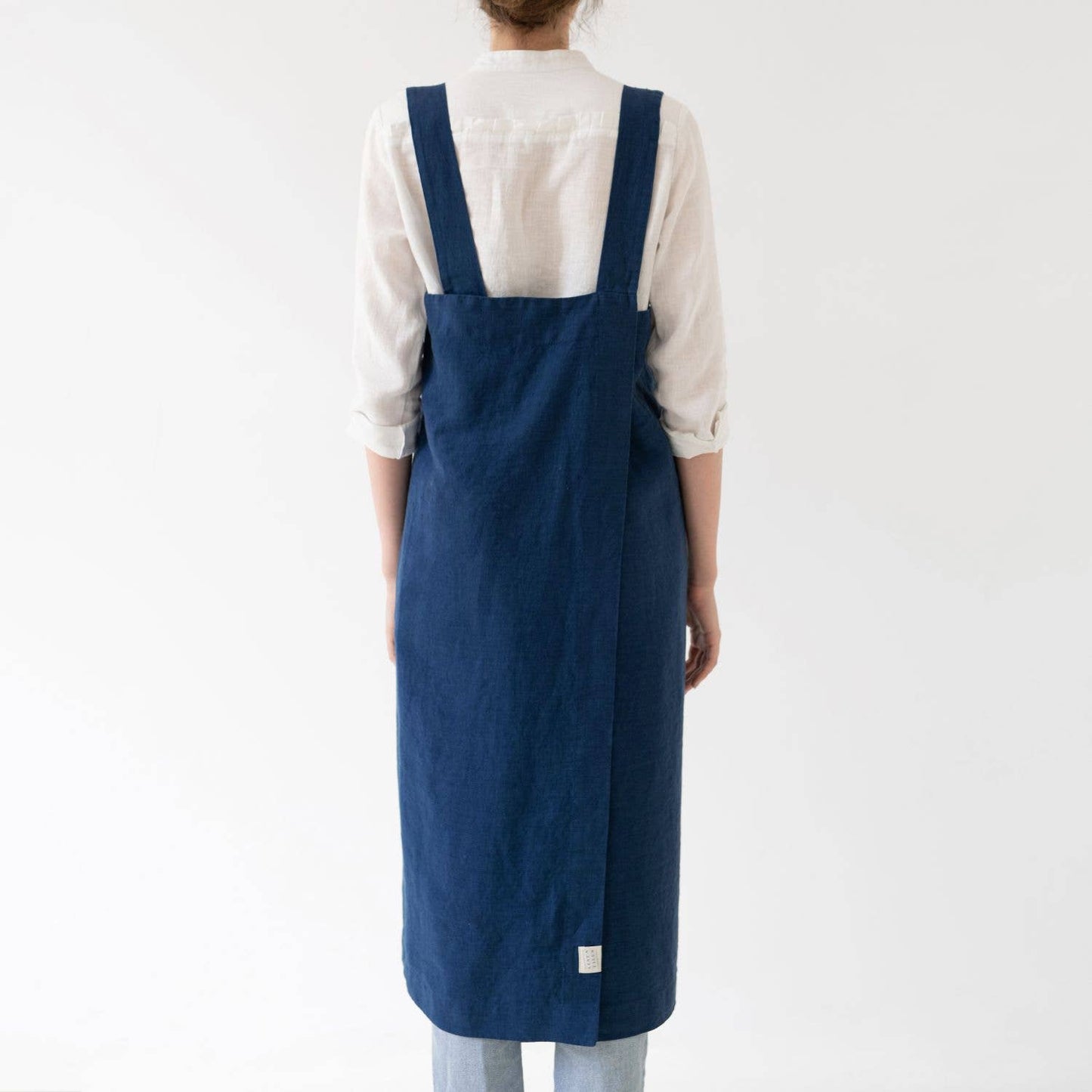 Navy Linen Pinafore Apron