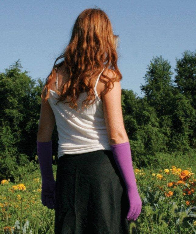 Long Gardening Gloves - Elbow Length - Foxgloves - Elle: Forest Green