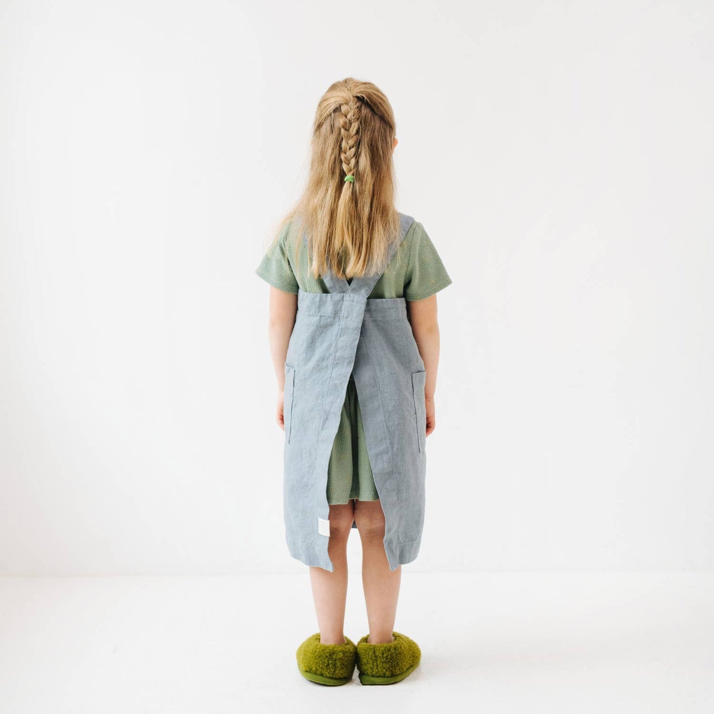 Kids Linen Pinafore Apron - Honey / 3-4 years