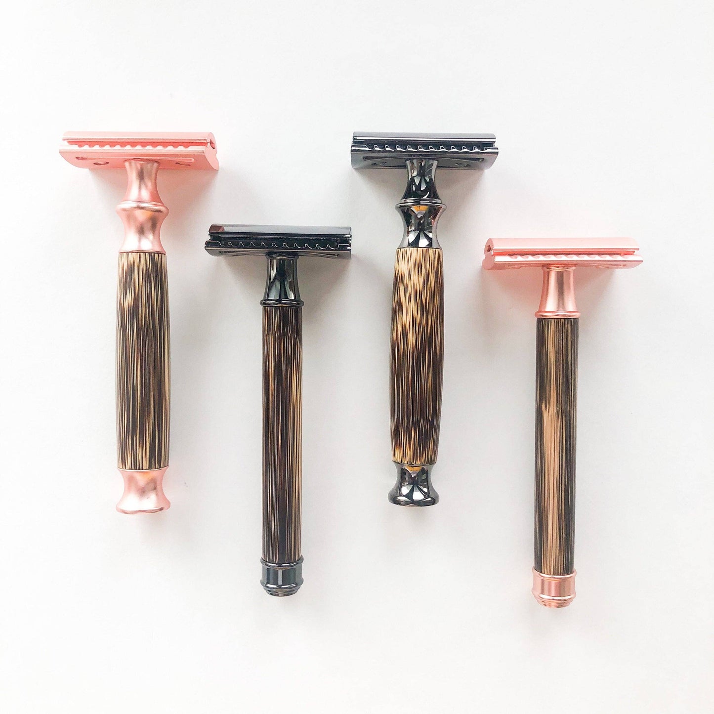 Bamboo Safety Razor - Rose Gold with Straight Handle