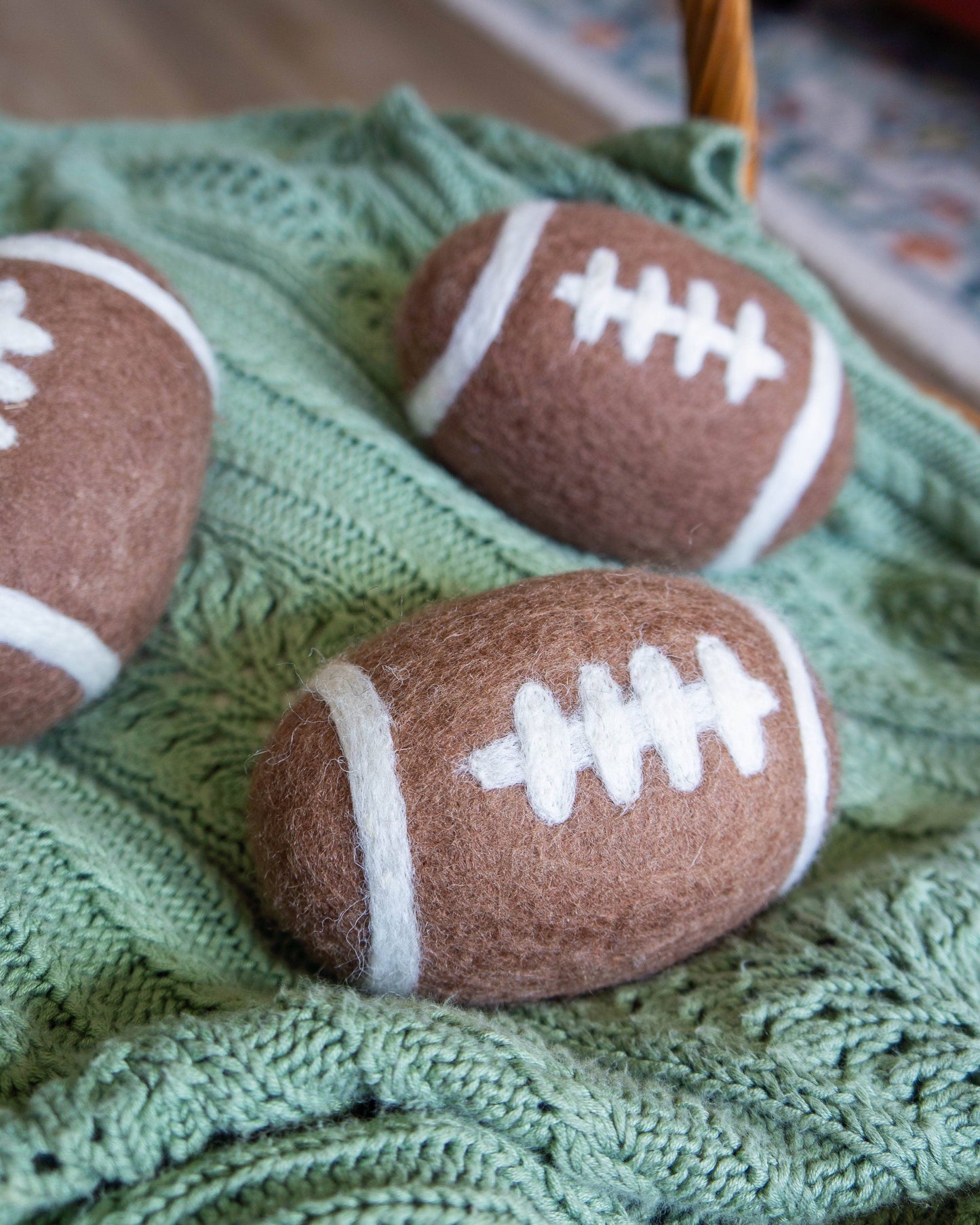 Football Dog Toy - Felted Wool - No Squeaker - Single Ball