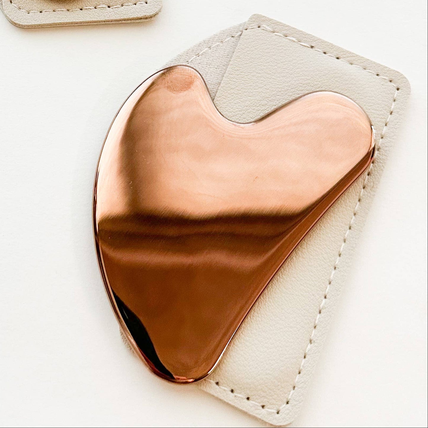 Stainless Steel Gua Sha - Rose Gold Rose Gold with Leather Case