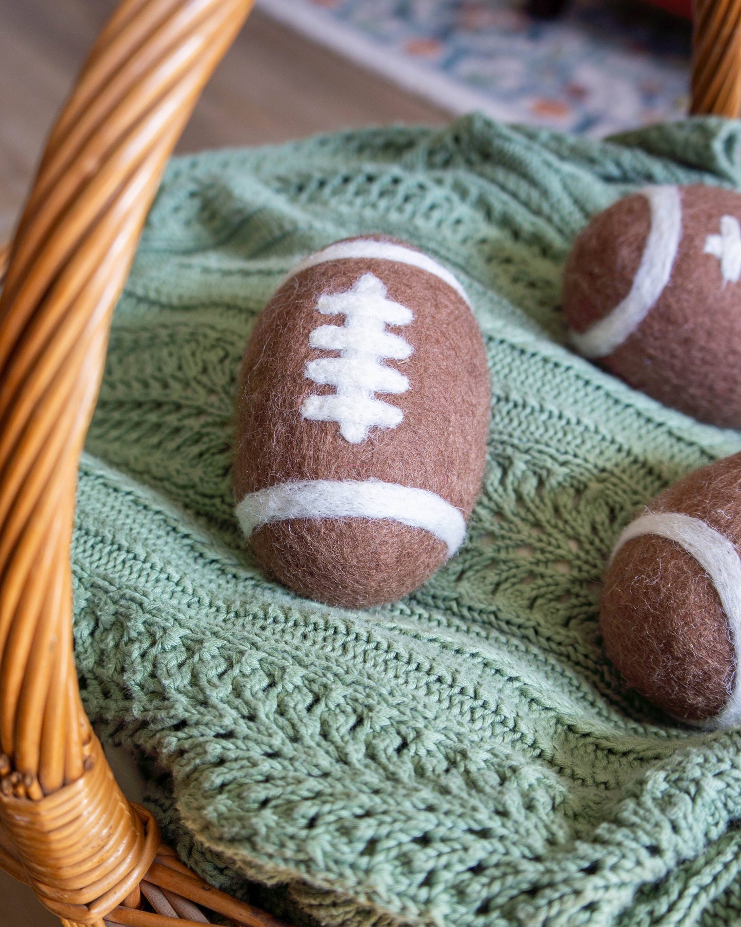 Football Dog Toy - Felted Wool - No Squeaker - Single Ball