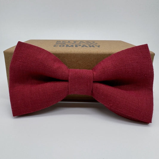 Irish Linen Bow Tie in Cherry Red