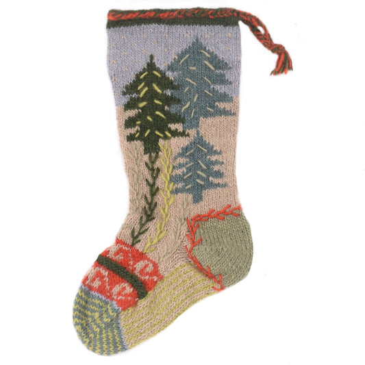 Knitted Wool Christmas Stocking - Pine Forest