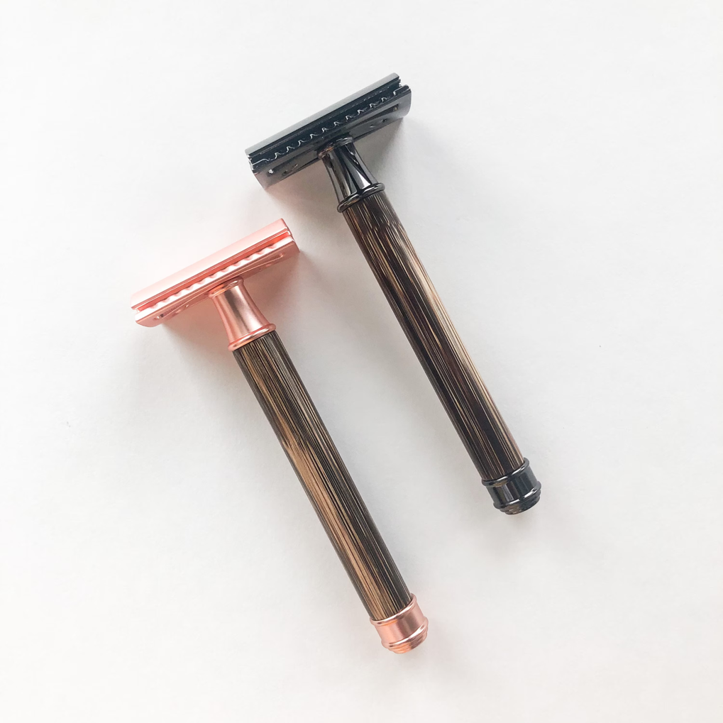 Bamboo Safety Razor - Rose Gold with Straight Handle