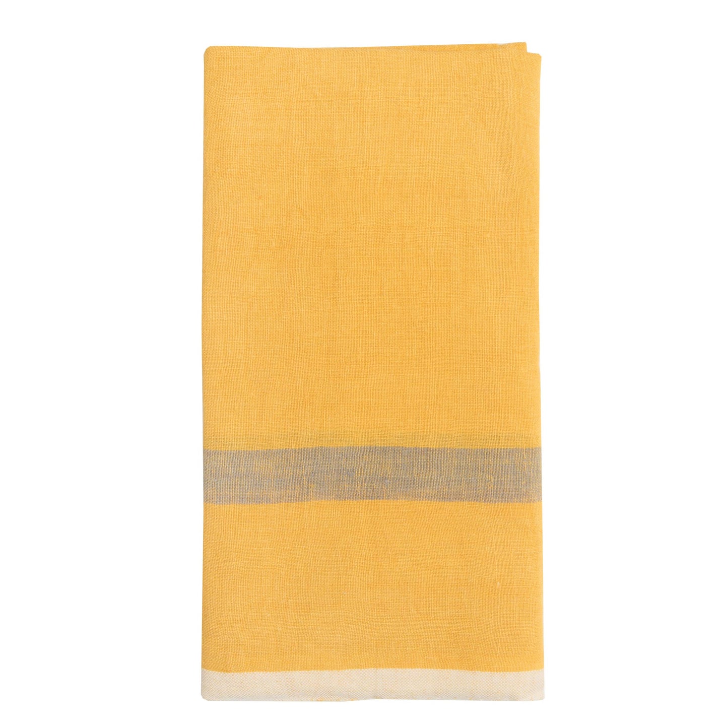 Laundered Linen Towel 20x30 - Mustard/Grey