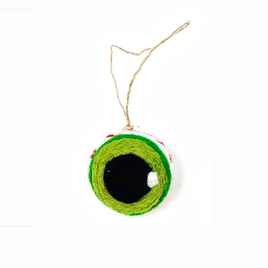 Green Spooky Eyeball Ornament - Felted Wool Eco Air Freshener