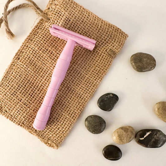 Plastic Free Reusable Metal Double Edge Razor - Blush