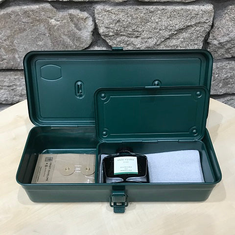 Toyo - Steel Toolbox with Top Handle and Flat Lid, style T-320 - Antique Green