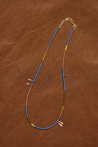 Dainty Beaded Choker - Blue with 14K Gold Accents