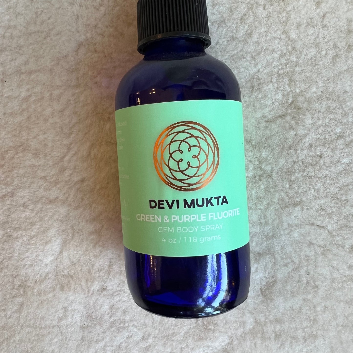 Green and Purple Fluorite Gem Body Spray - Heart/Mind Connection