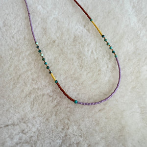 Beaded Choker in Lilac with Turquoise