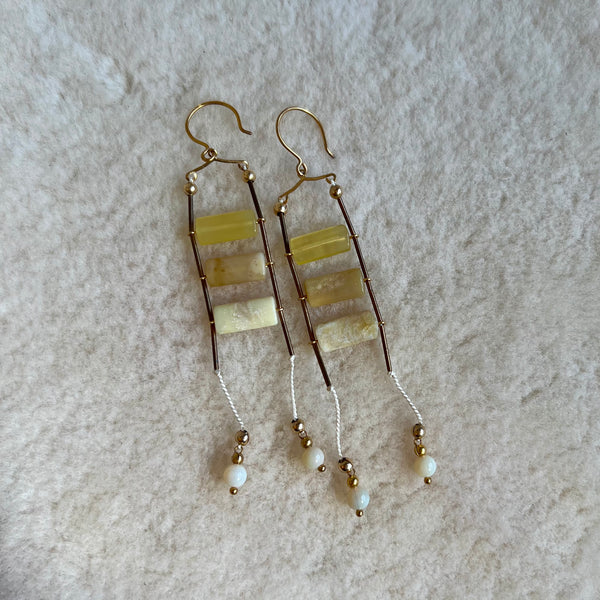 Yellow African Opal Earrings