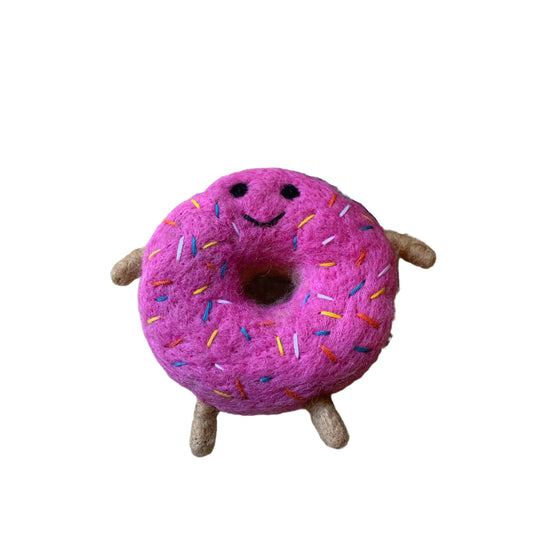 Strawberry Donut - Felted Wool Dog Toy - Ware of the Dog