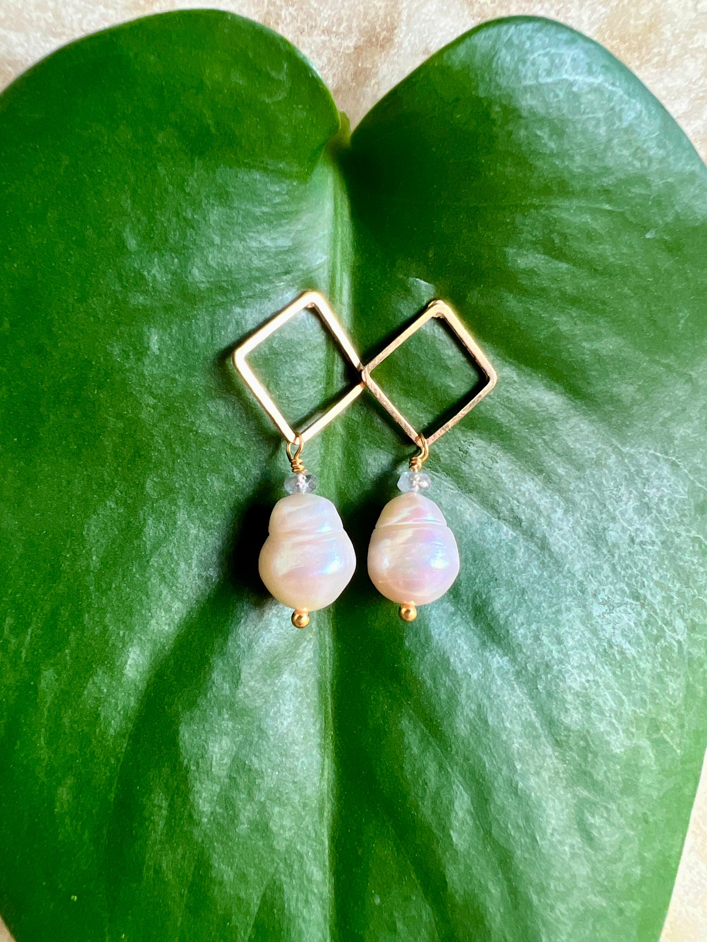 Baroque Dangle Cube Post Earrings