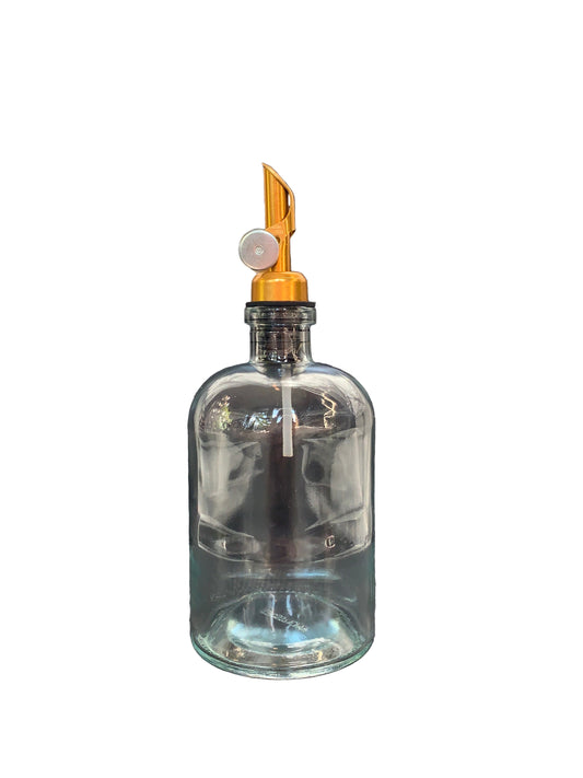 16 oz Apothecary Clear Glass Bottle with Pour Spout - Gold