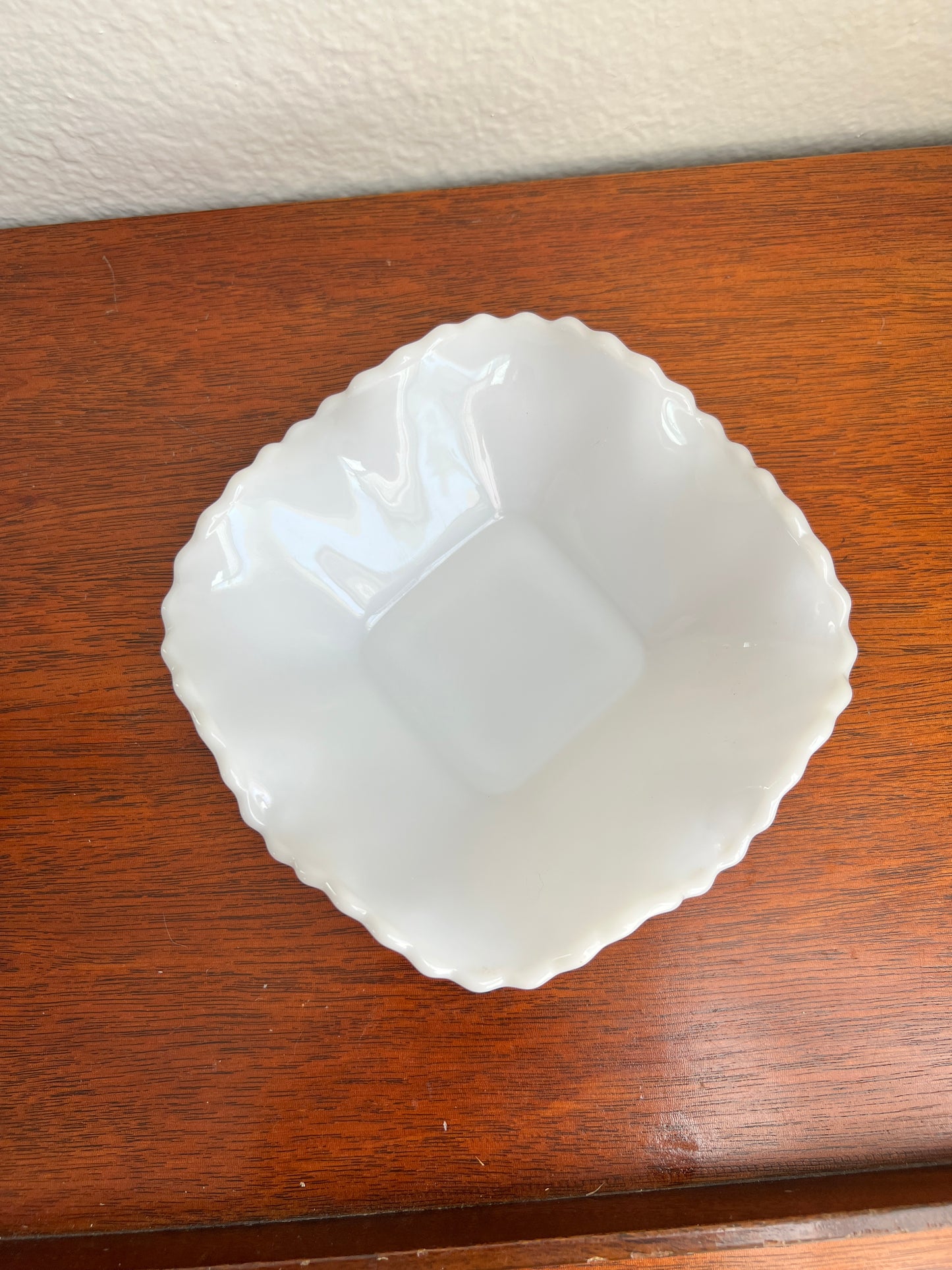 Anchor Hocking Milk Glass Bowl - 6" Diamond Early American Dish - Vintage Home Goods