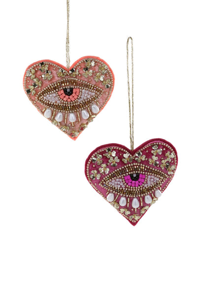 Beaded Heart Ornament - 3 colors available