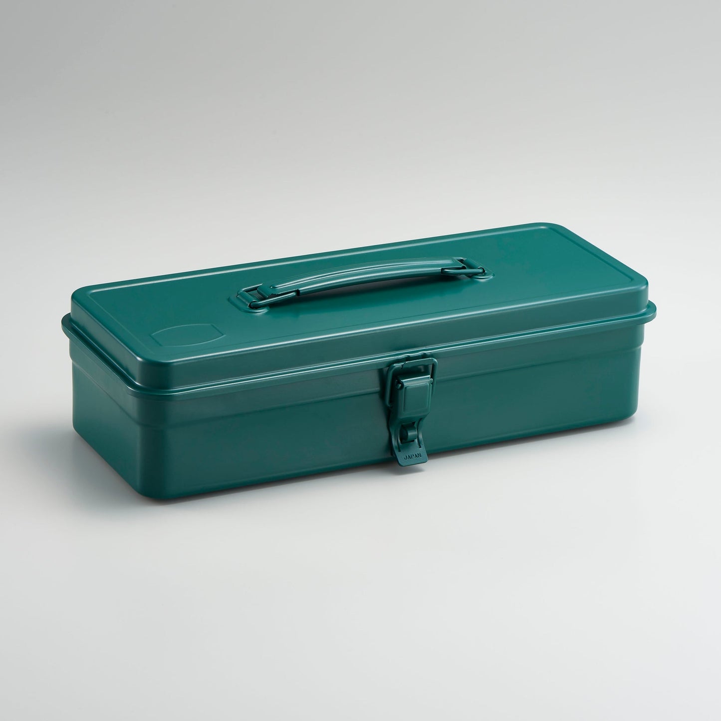 Japanese steel tool box in green enamel 