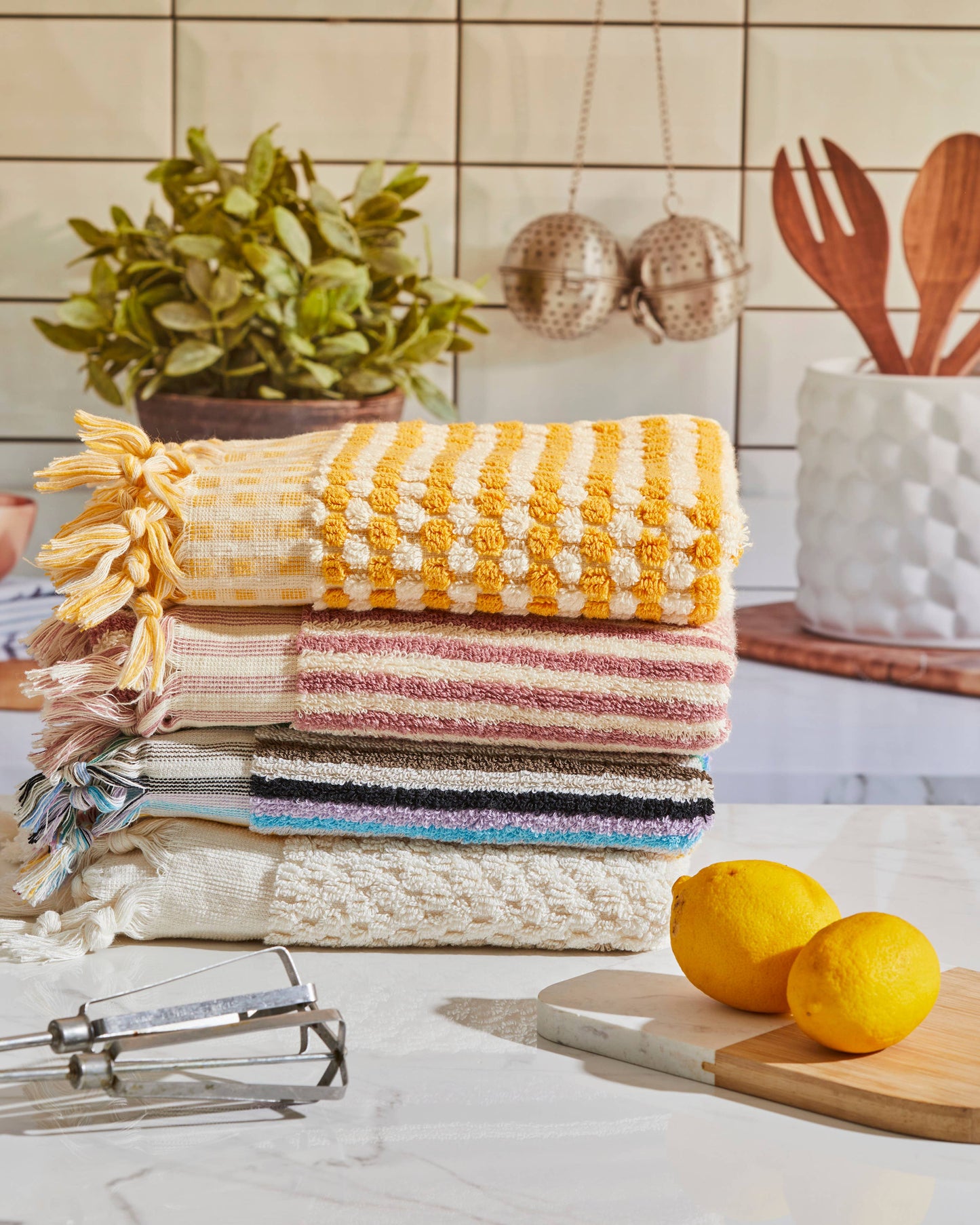 Bubble Hand-loomed Turkish Hand Towel - Mustard