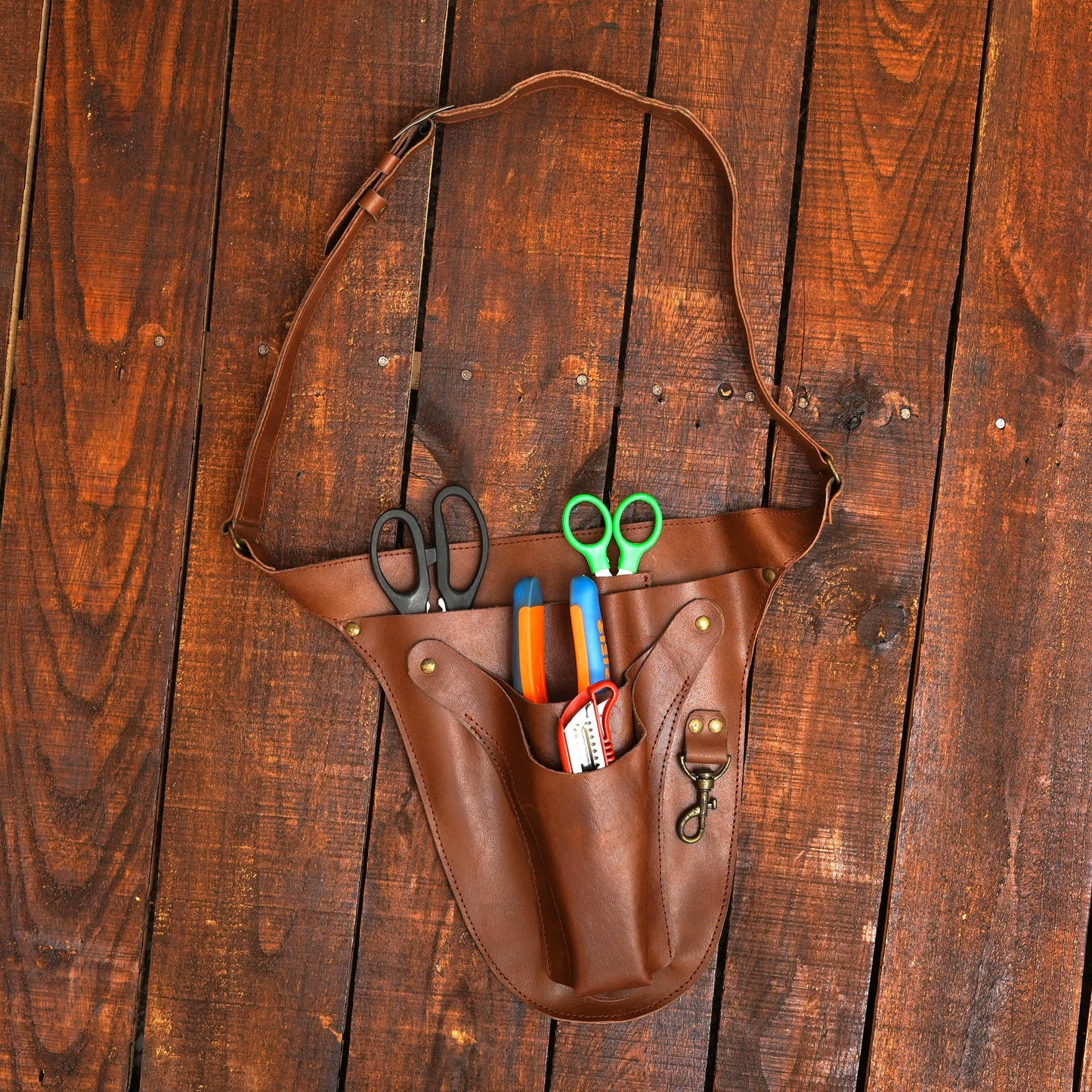 Leather Florist or Gardener Tool Belt - Brown