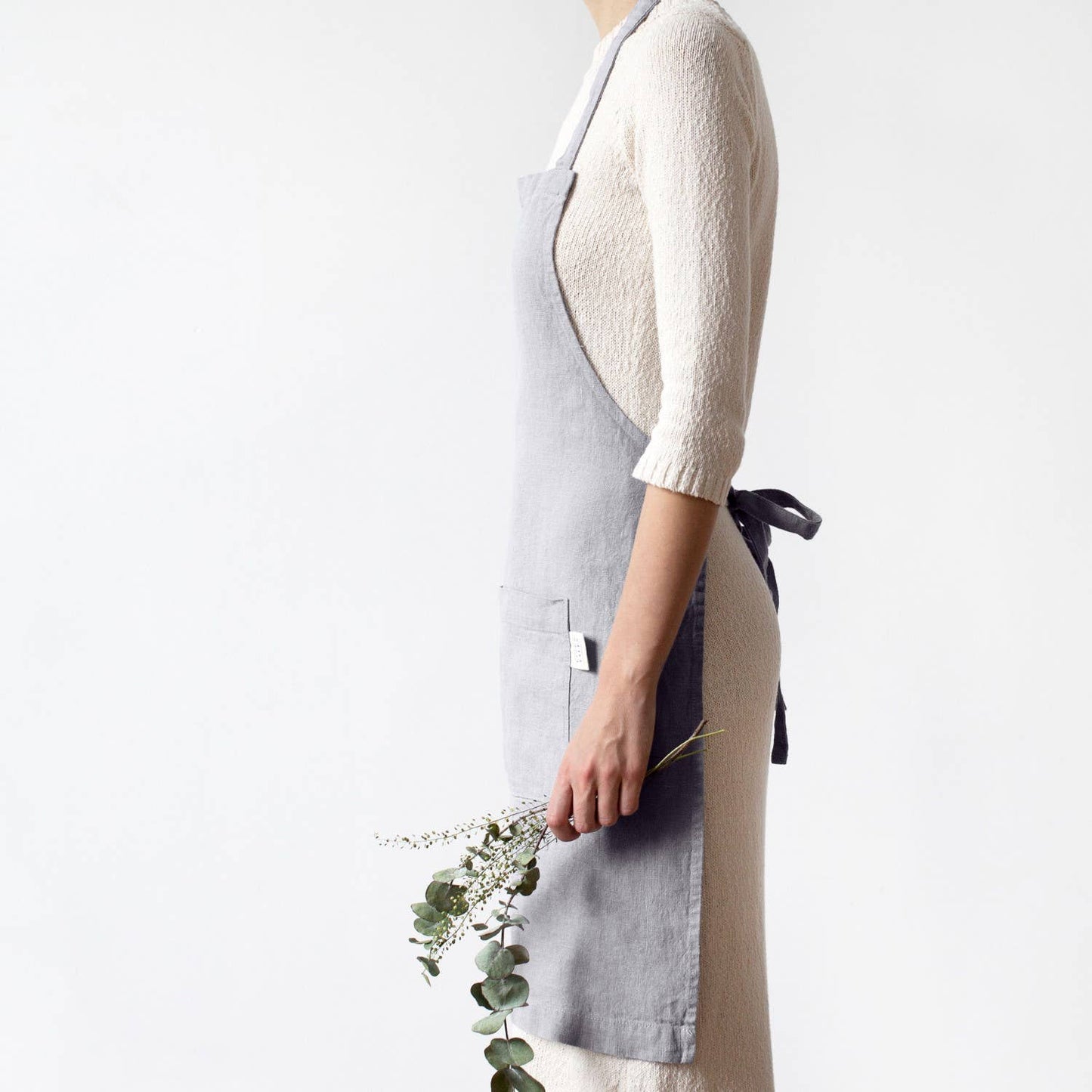 Light Grey Linen Daily Apron