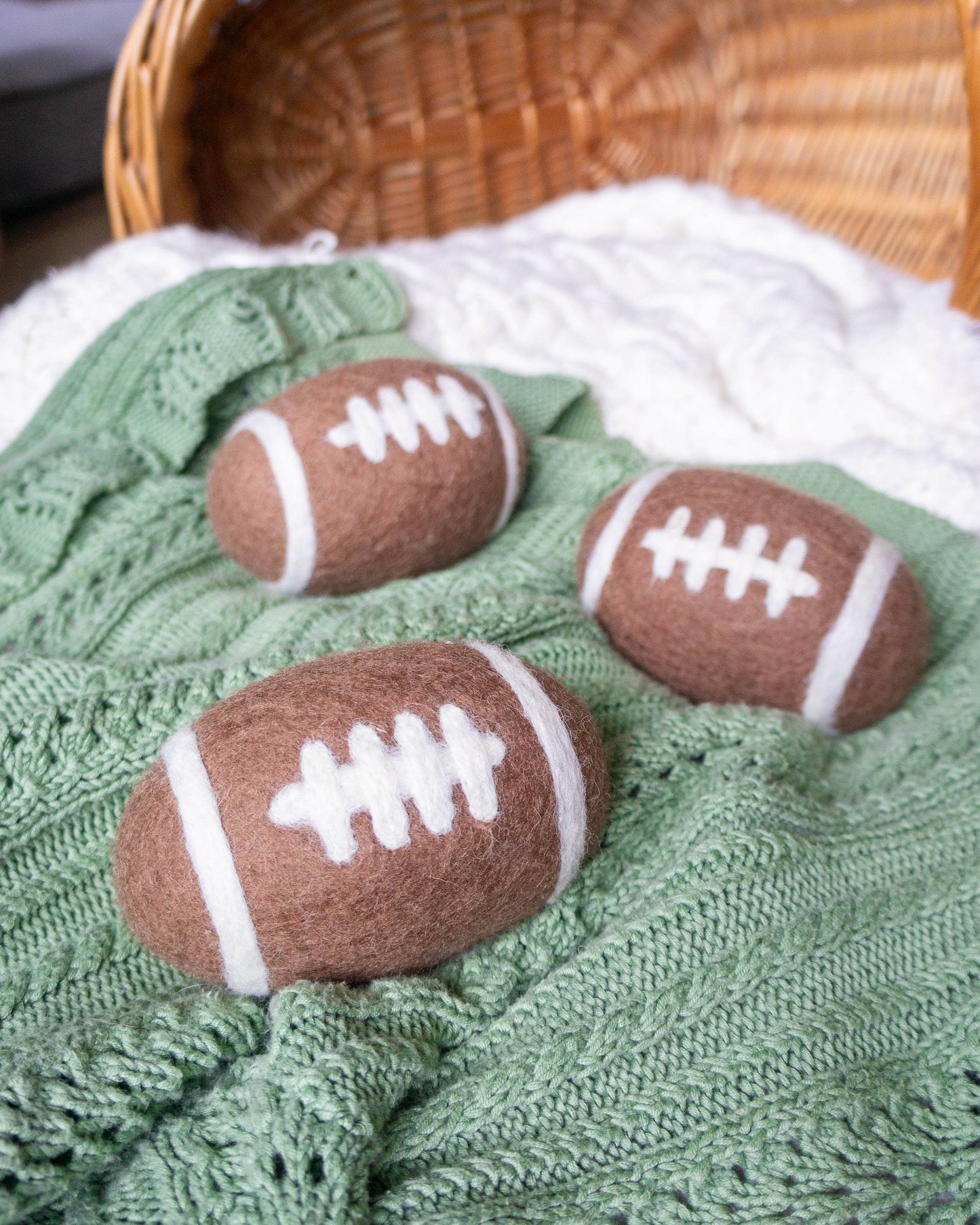 Football Dog Toy - Felted Wool - No Squeaker - Single Ball