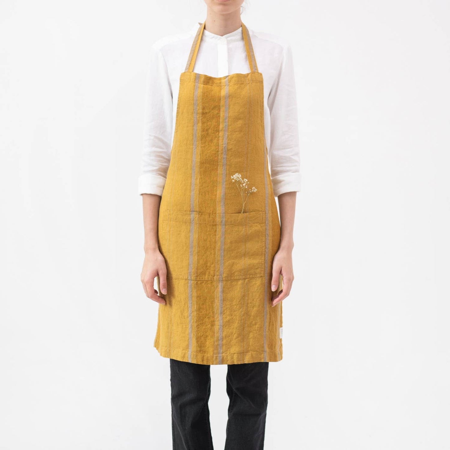 Amber Bronze Stripes Linen Daily Apron