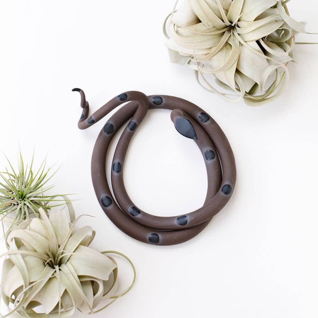 Large Ceramic Snake: Selena - White with Blue