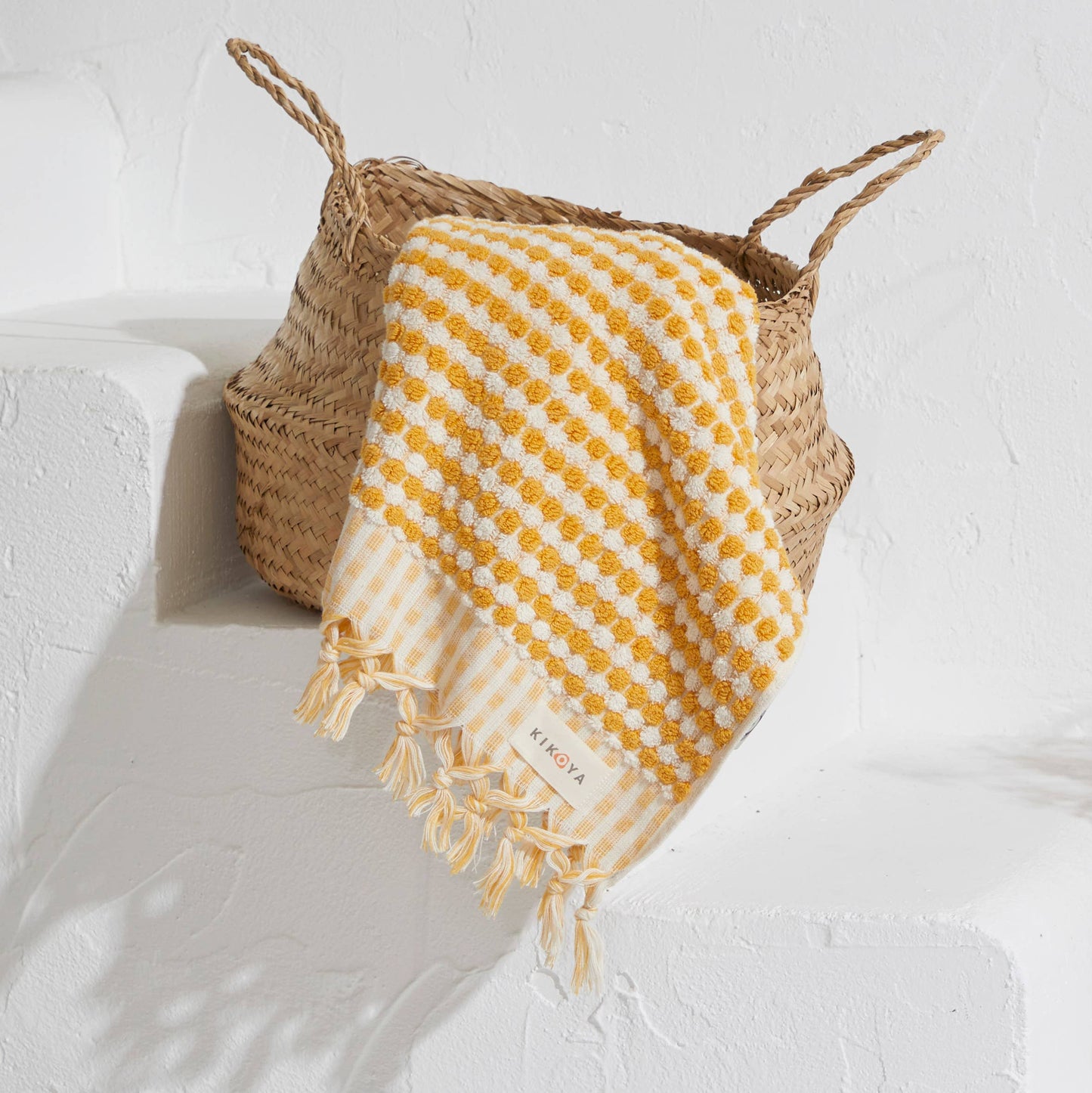 Bubble Hand-loomed Turkish Hand Towel - Mustard