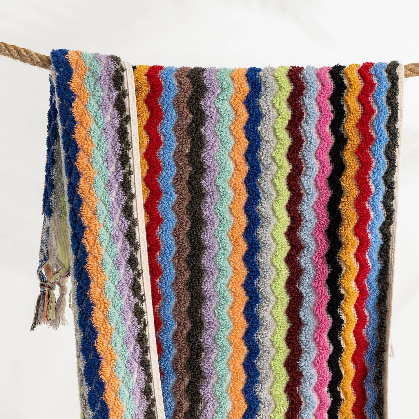 Zigzag Hand-loomed Turkish Hand Towels - Rainbow