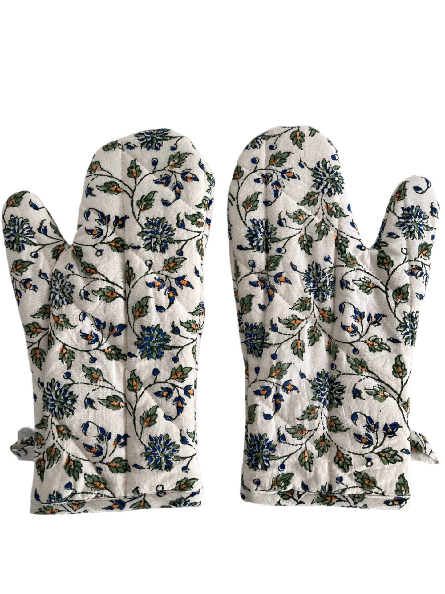 Oven Mitts Pair - Country Garden Green